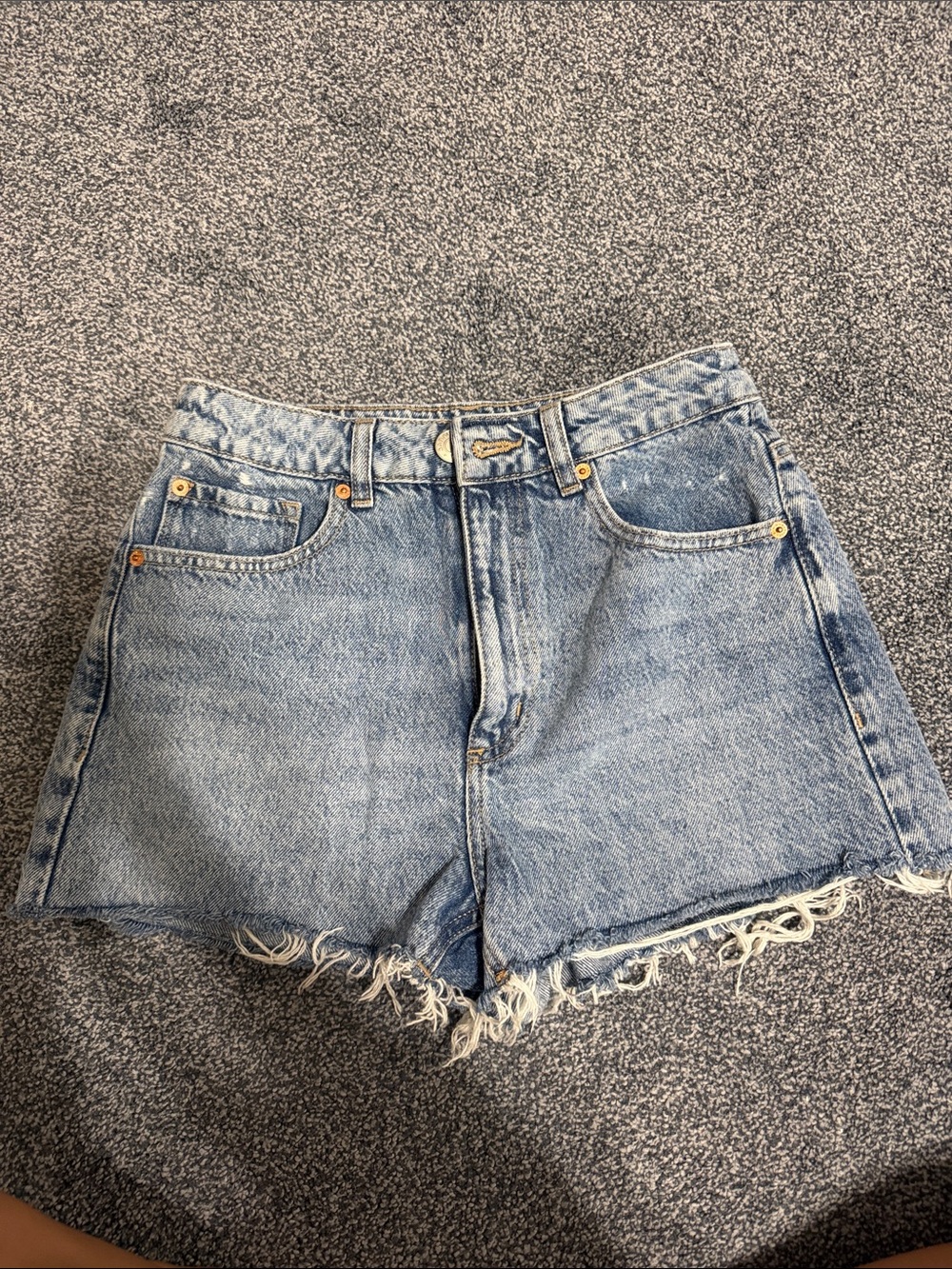 Garage Light Blue High-Rise Frayed Denim Shorts